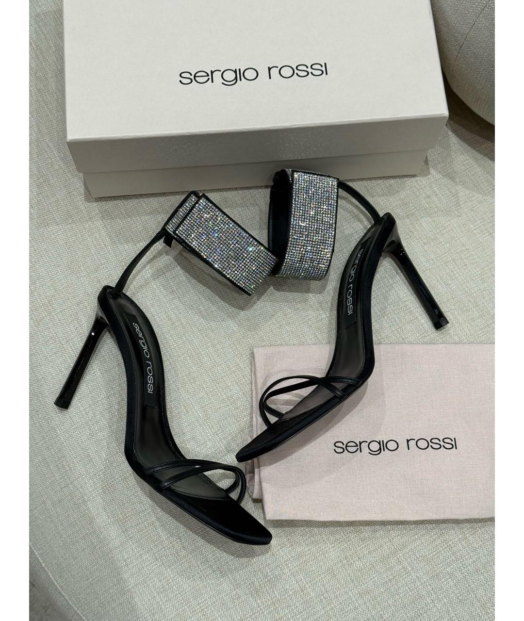 SERGIO ROSSI Черные кожаные босоножки, фото 4