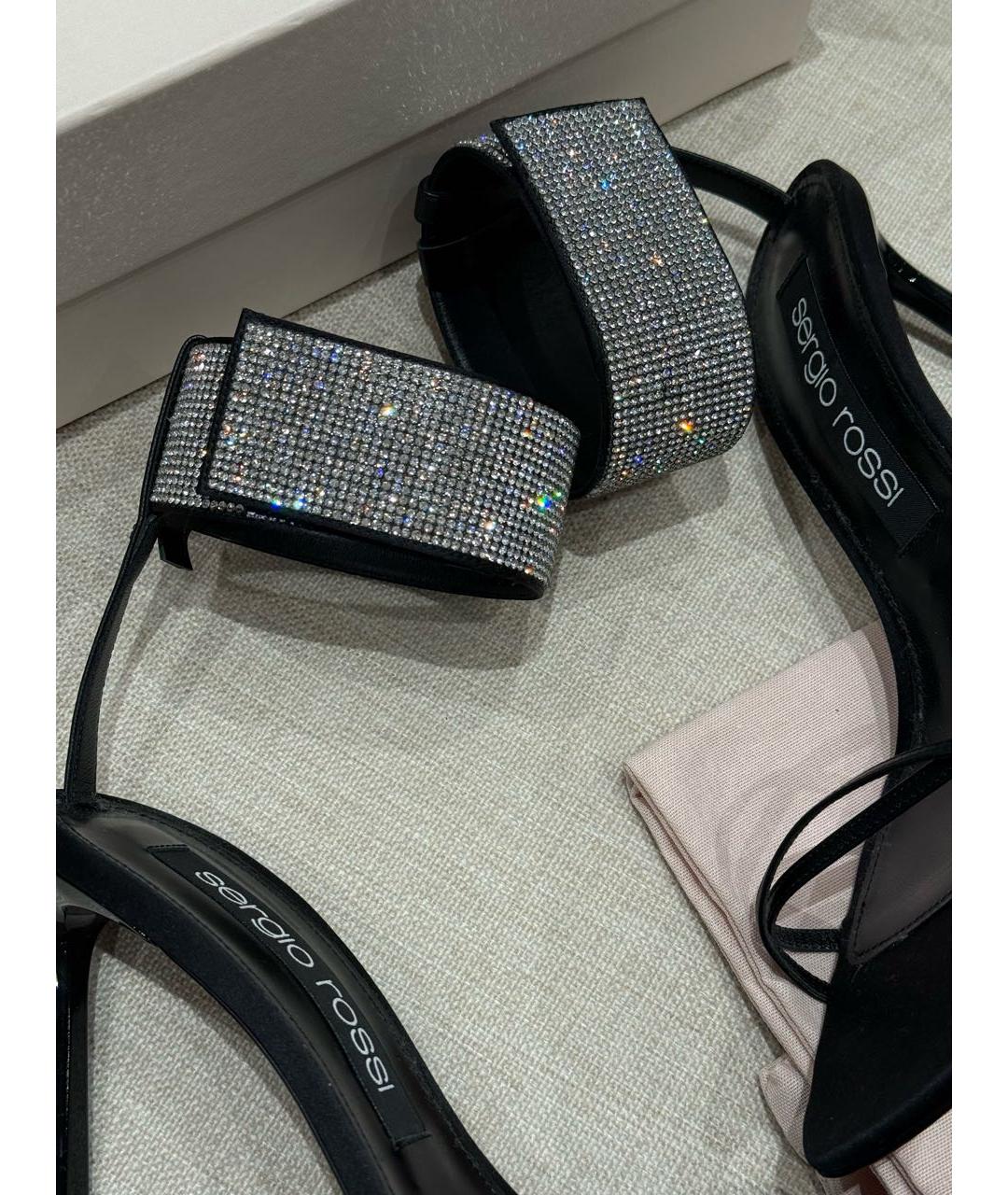 SERGIO ROSSI Черные кожаные босоножки, фото 3