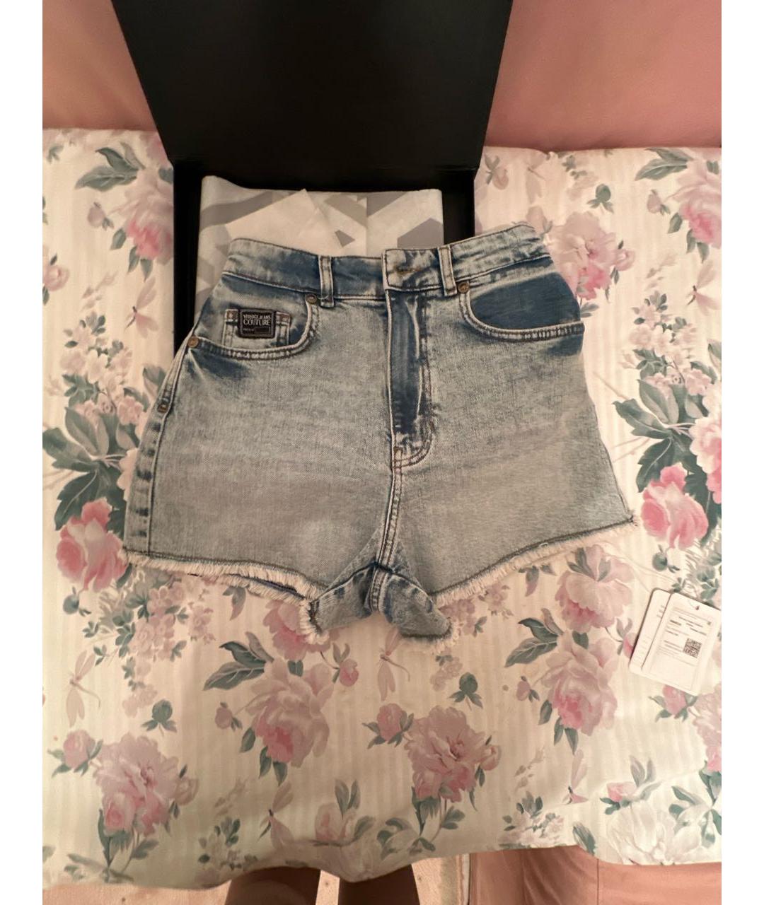 VERSACE JEANS COUTURE Голубые деним шорты, фото 2