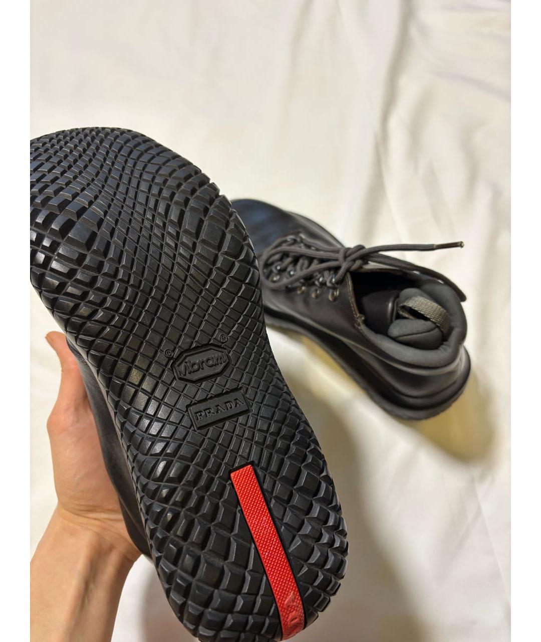 PRADA Черные кожаные ботинки, фото 5