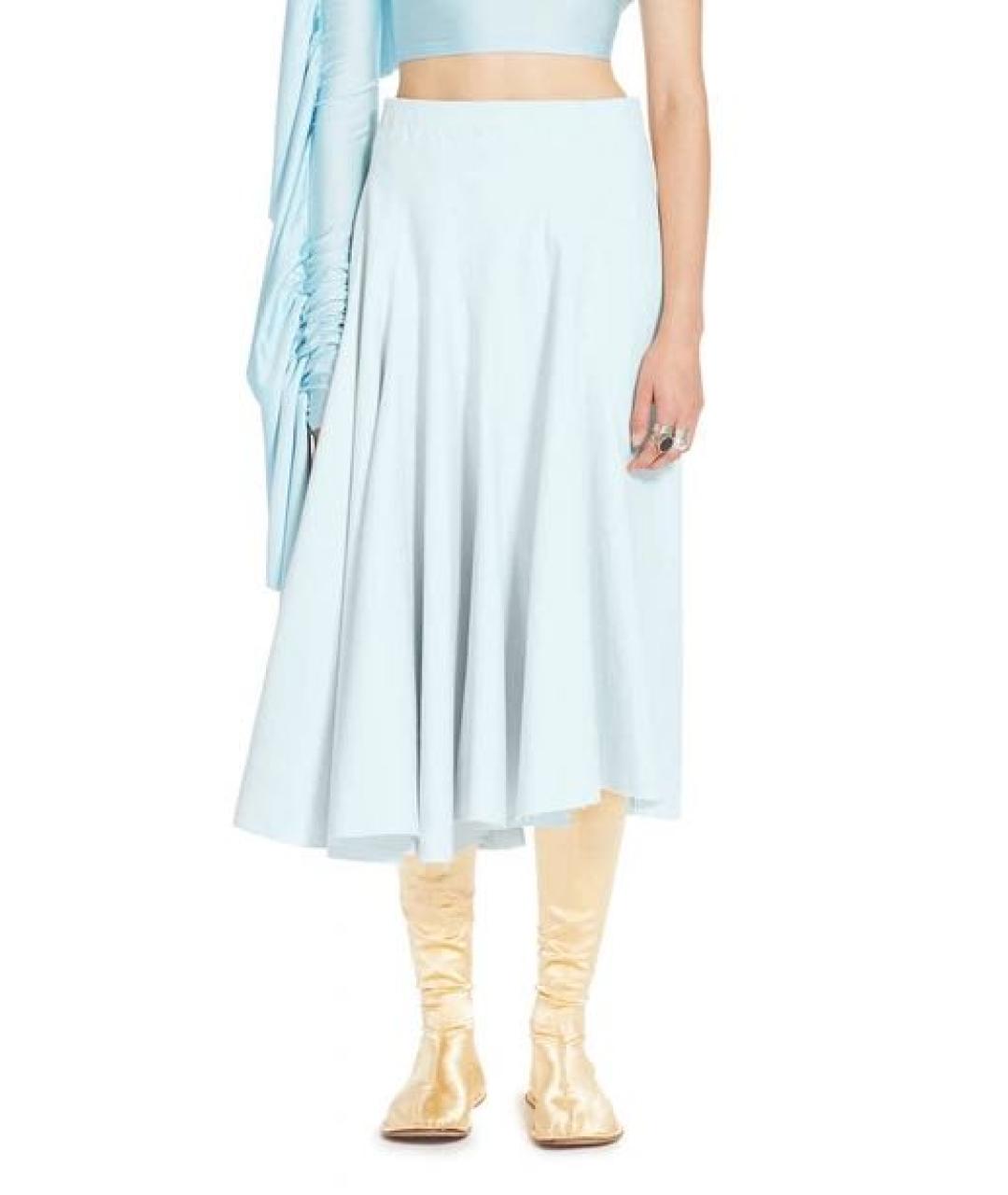 SPORTMAX Голубая хлопковая юбка миди, фото 3