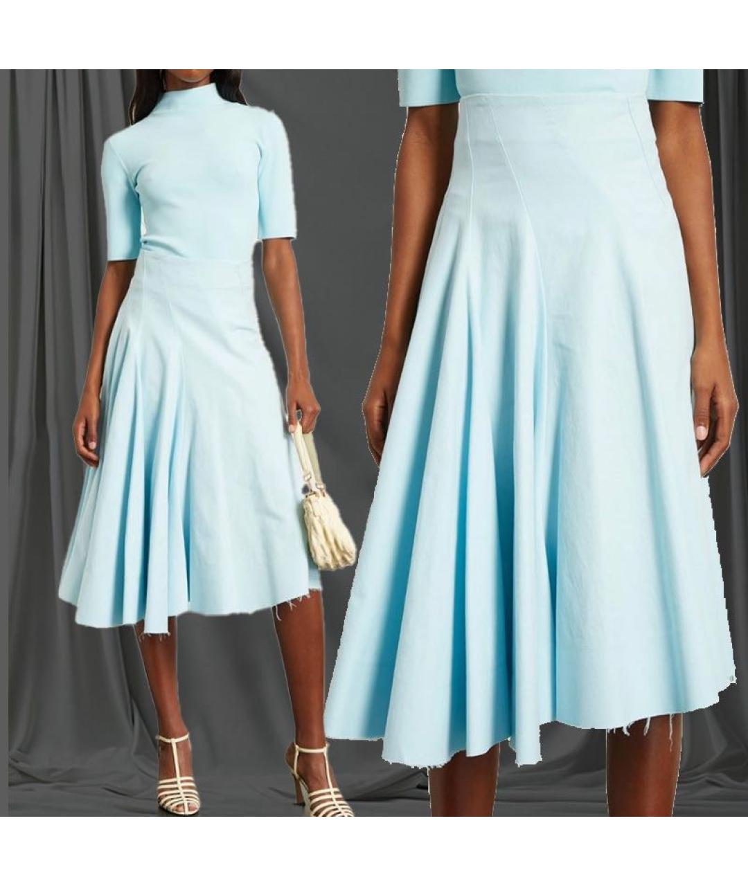 SPORTMAX Голубая хлопковая юбка миди, фото 2