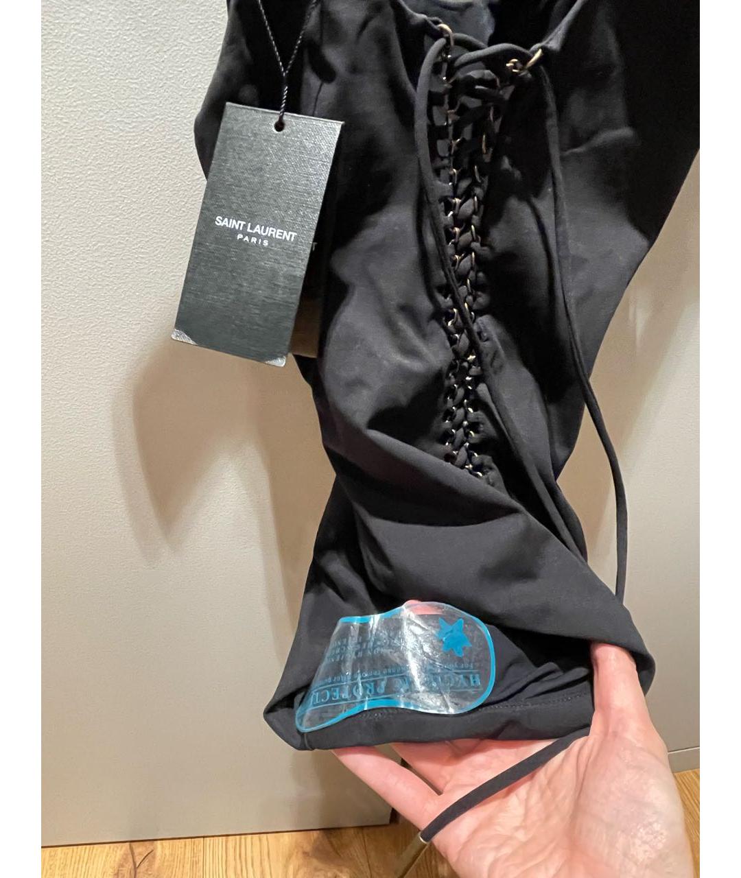 SAINT LAURENT Черный хлопко-эластановый купальник, фото 3