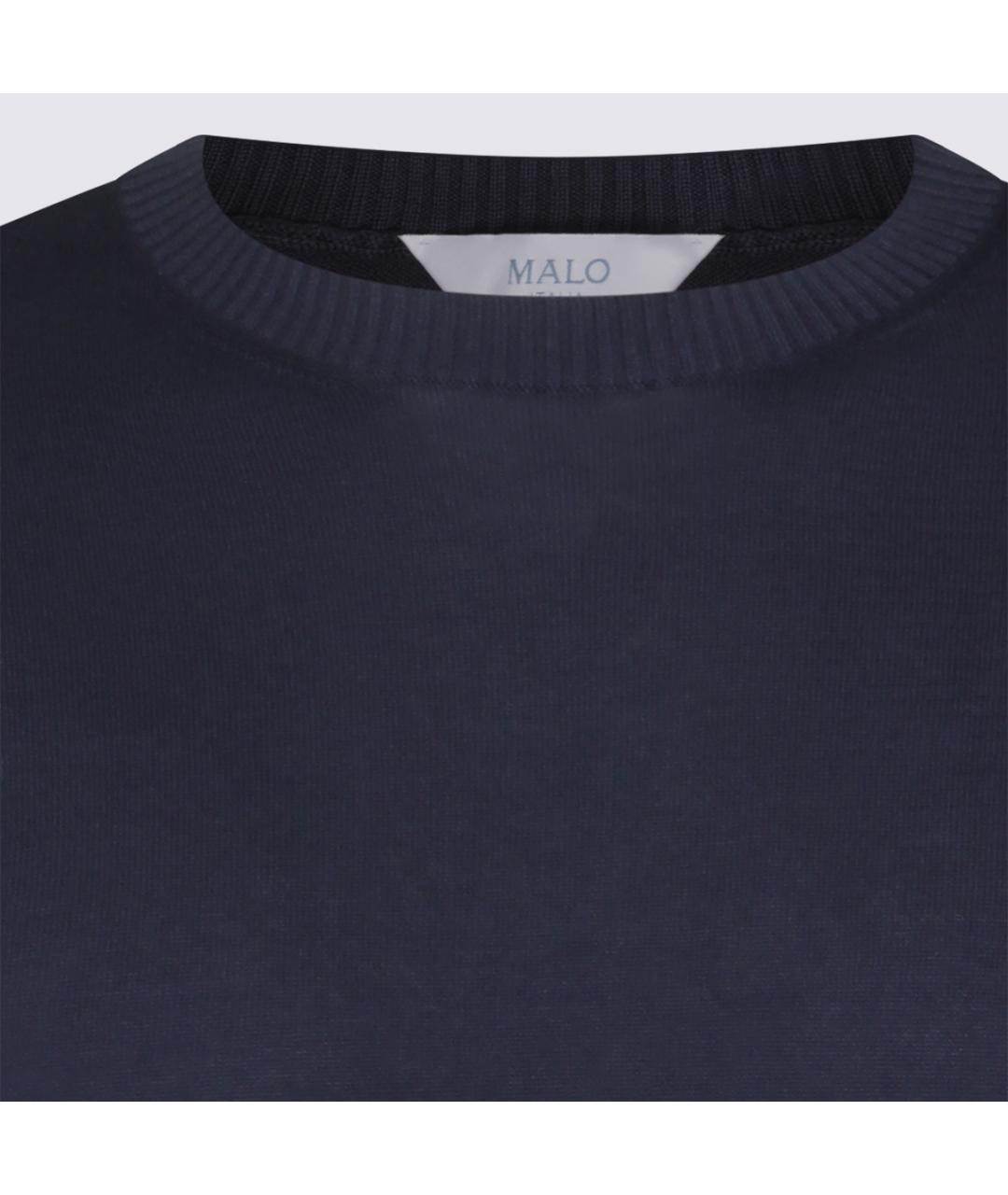 MALO Синий хлопковый джемпер / свитер, фото 4