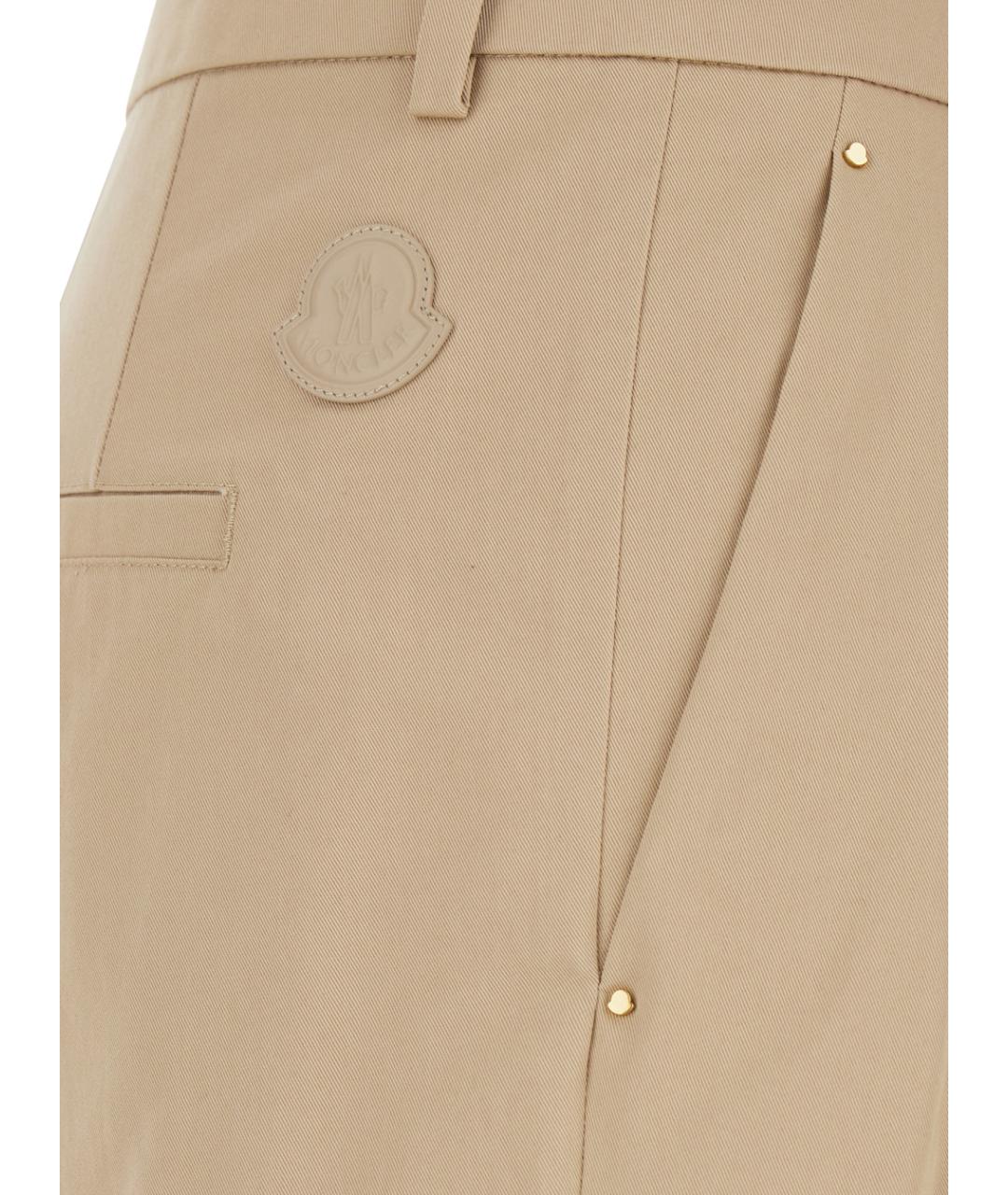 MONCLER Бежевые хлопковые прямые брюки, фото 2