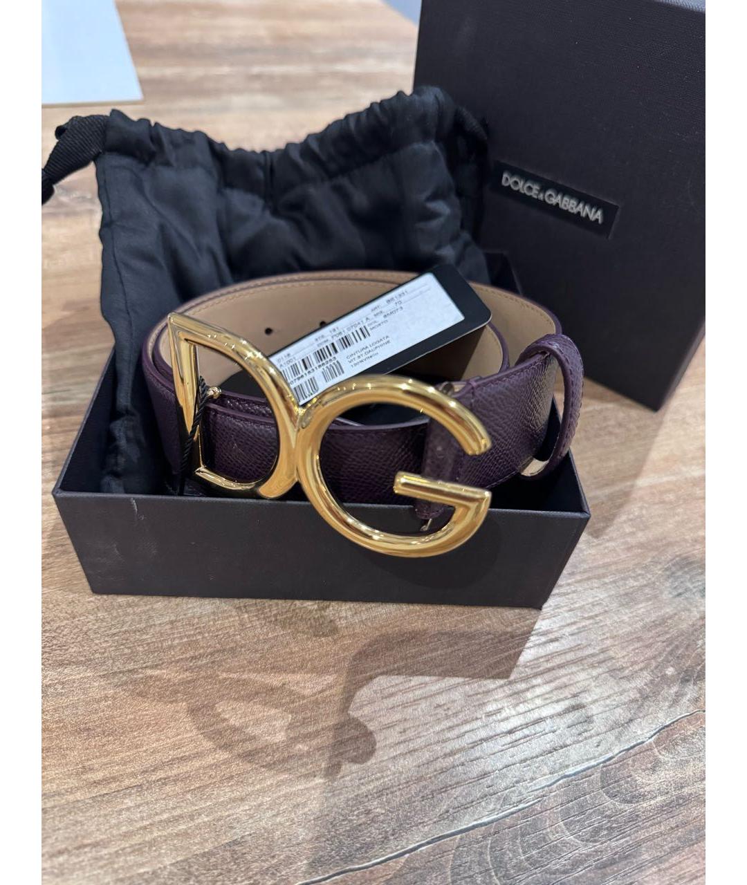 DOLCE&GABBANA Фиолетовый кожаный ремень, фото 2