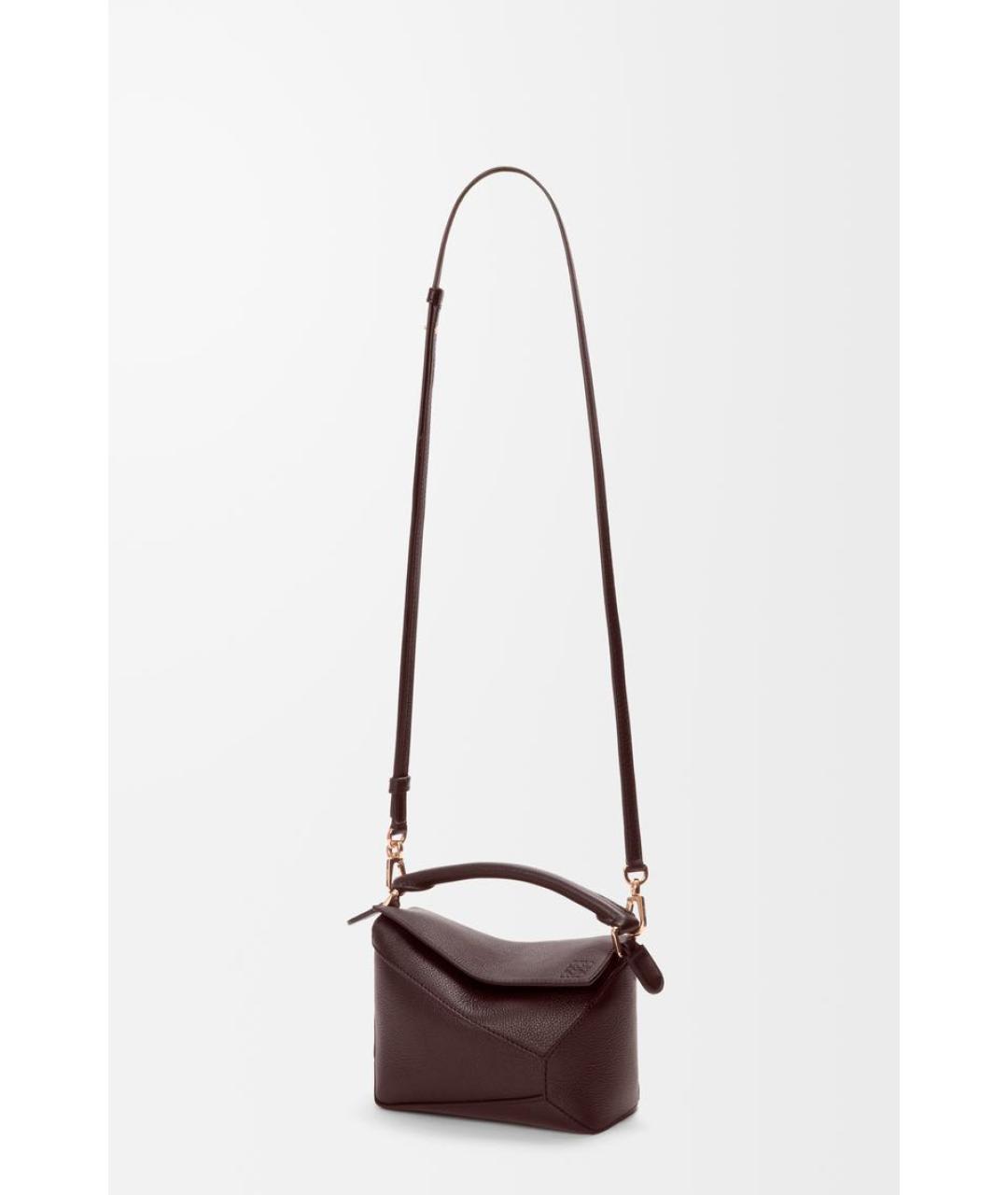 LOEWE Бордовая кожаная сумка через плечо, фото 5