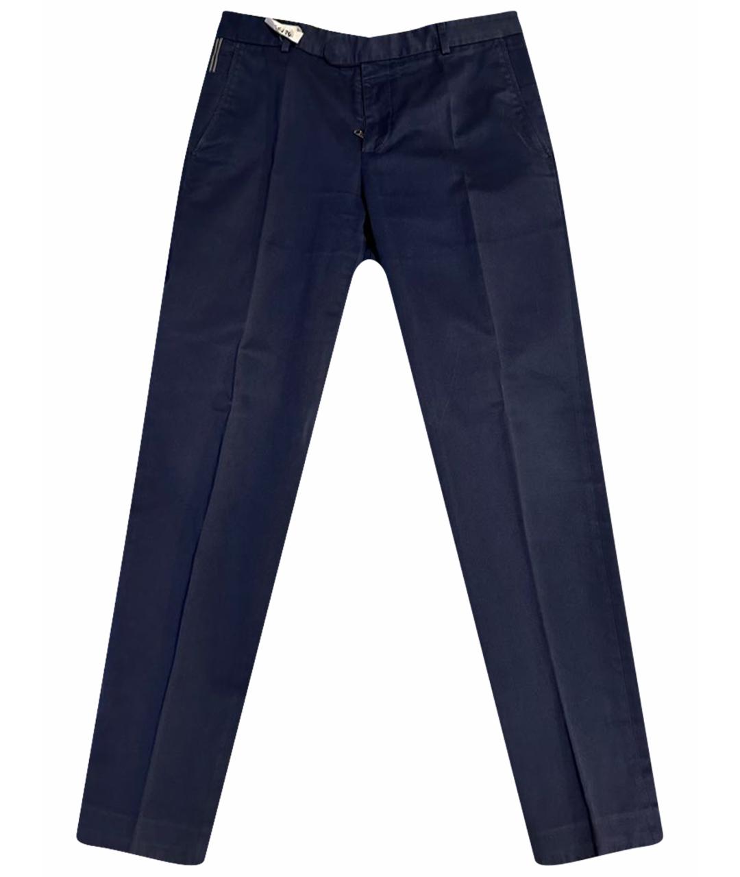 GUCCI Темно-синие хлопковые классические брюки, фото 1