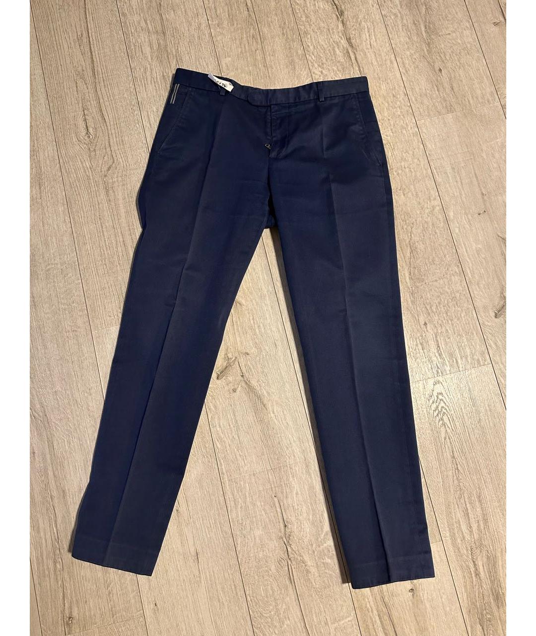 GUCCI Темно-синие хлопковые классические брюки, фото 6