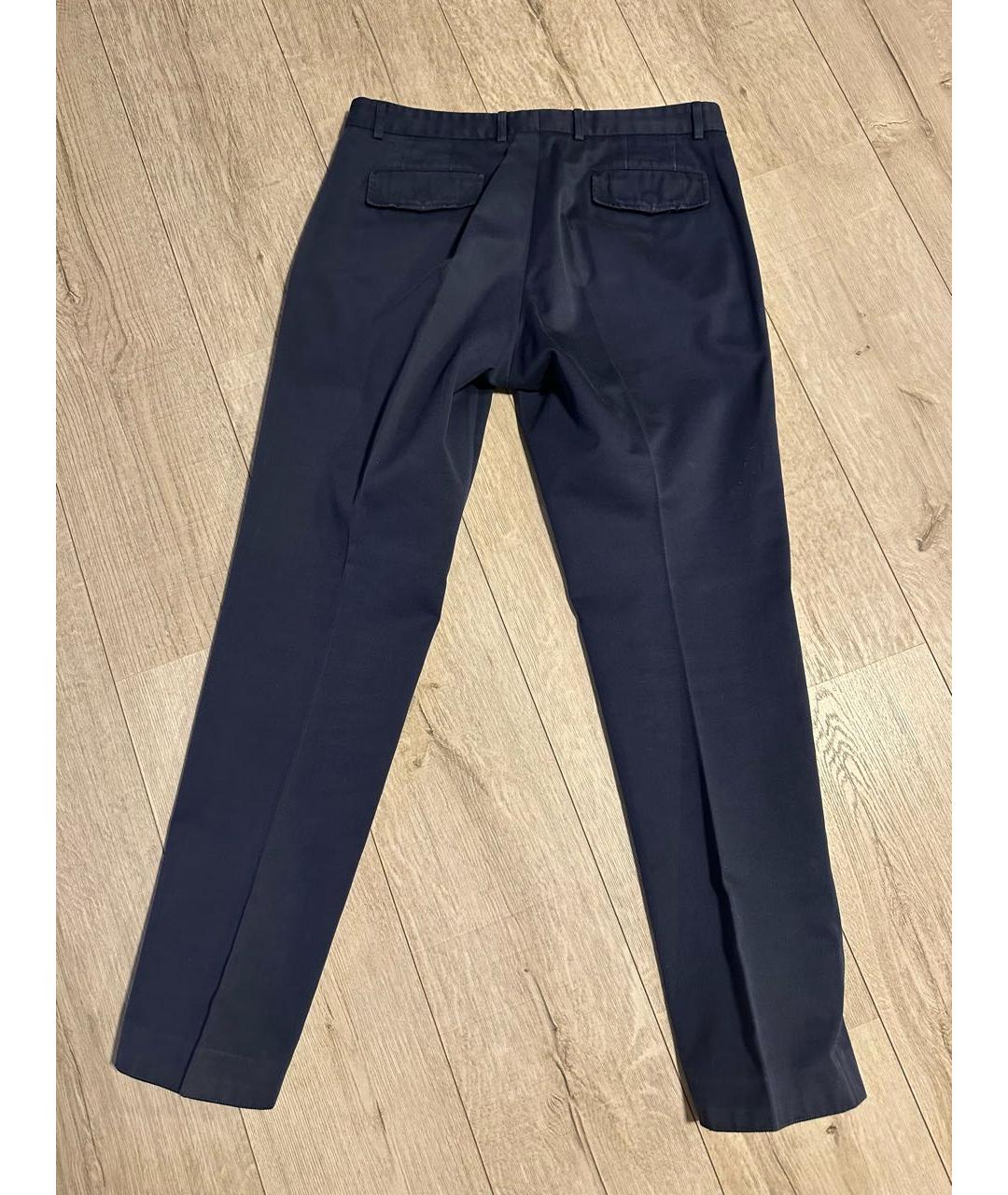 GUCCI Темно-синие хлопковые классические брюки, фото 3