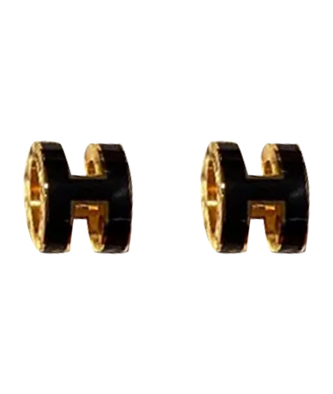 HERMES Черные металлические серьги, фото 1