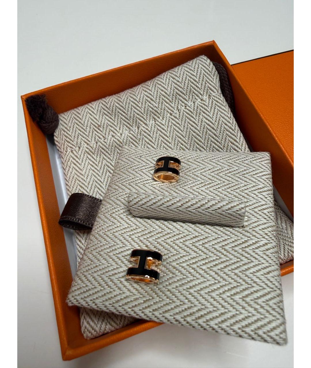 HERMES Черные металлические серьги, фото 2