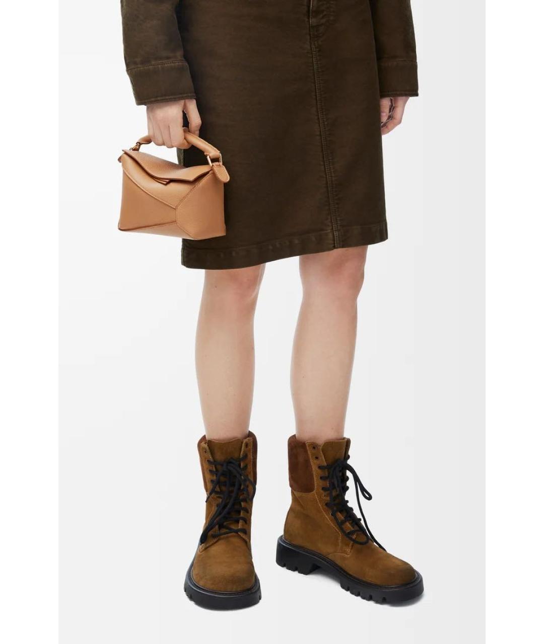 LOEWE Коричневая кожаная сумка через плечо, фото 2