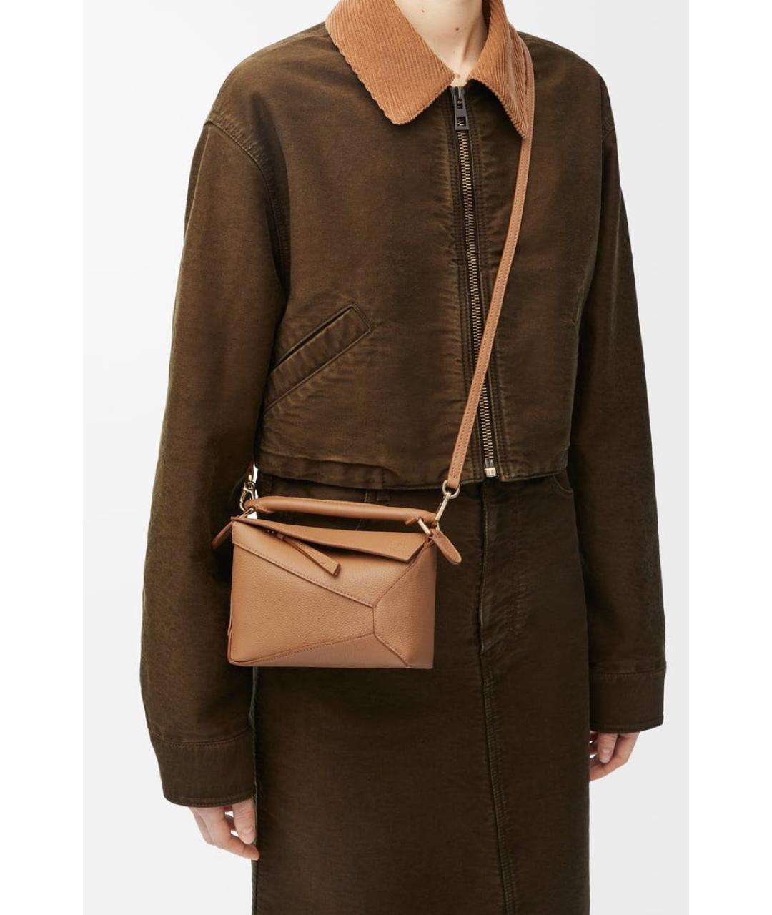 LOEWE Коричневая кожаная сумка через плечо, фото 3