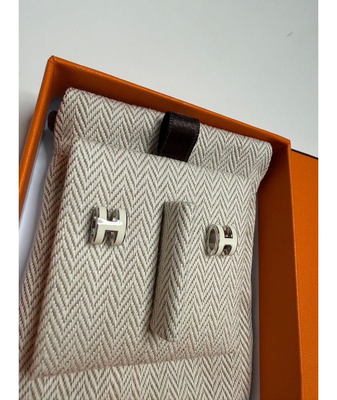 HERMES Белые серьги, фото 2