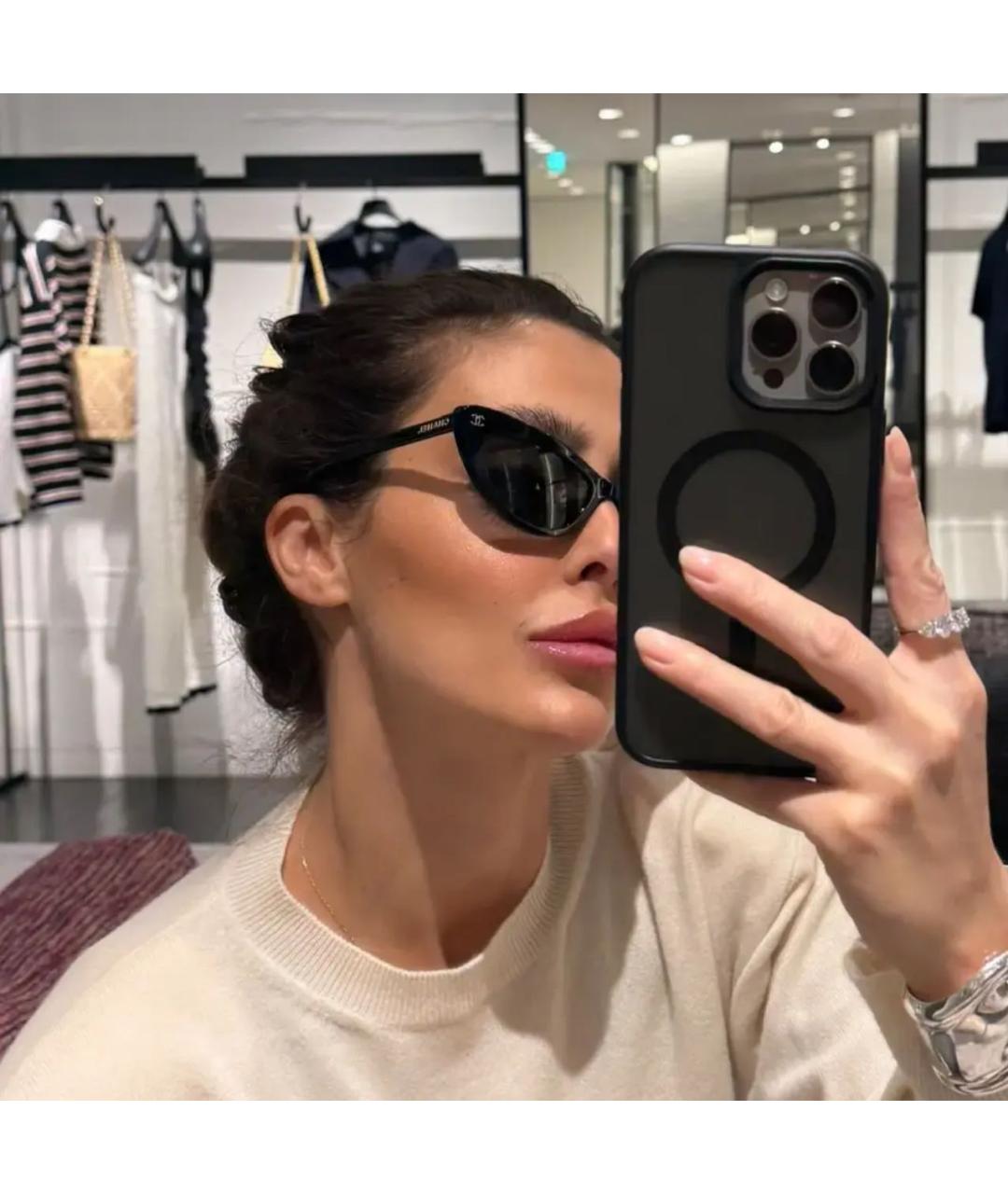 CHANEL Черные пластиковые солнцезащитные очки, фото 5