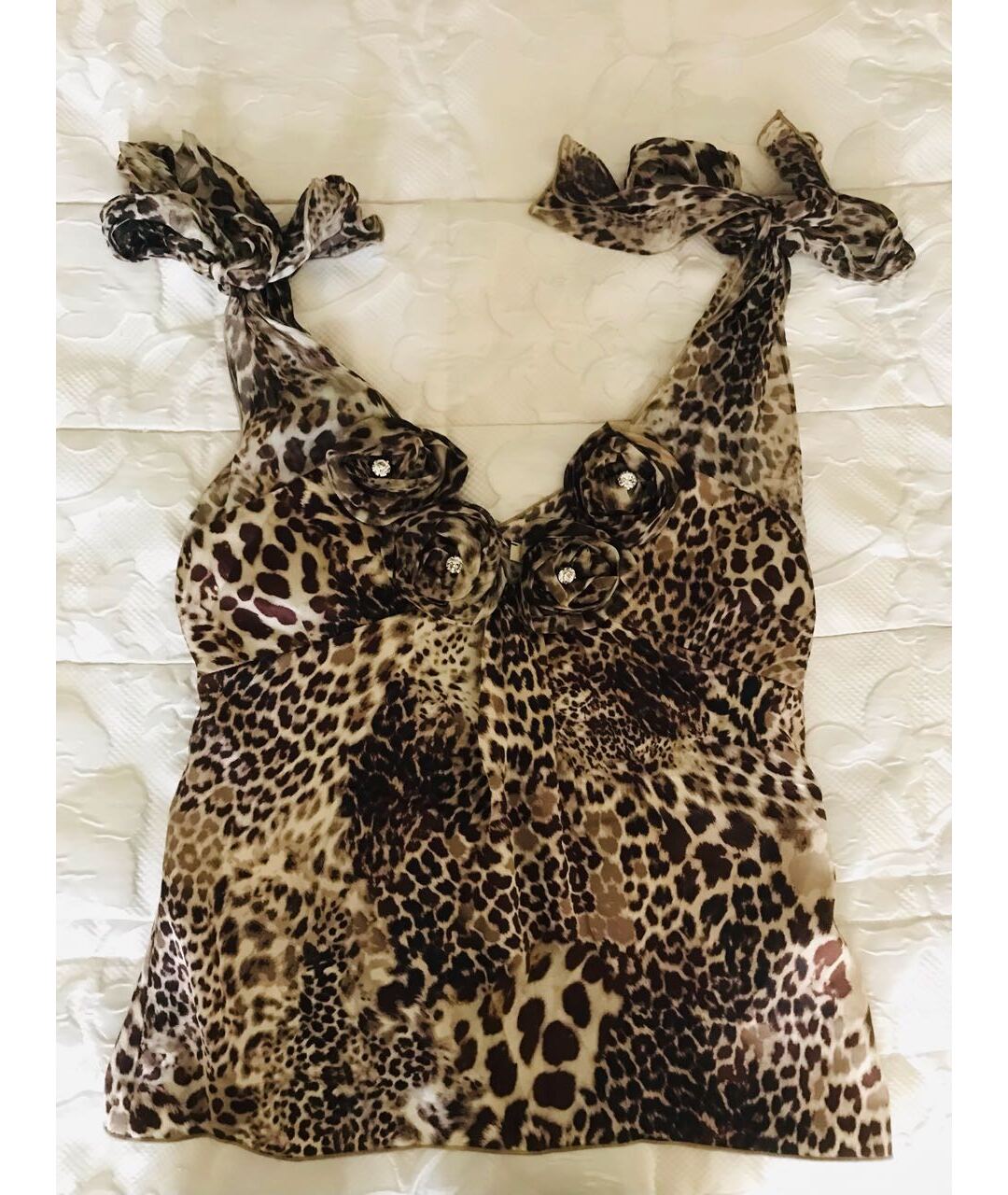 BLUMARINE Коричневая шелковая майка, фото 7