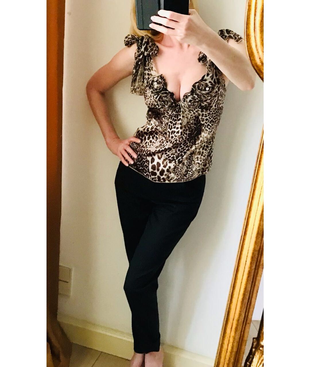 BLUMARINE Коричневая шелковая майка, фото 5