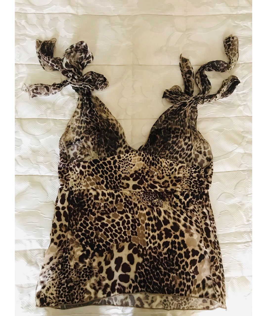 BLUMARINE Коричневая шелковая майка, фото 2
