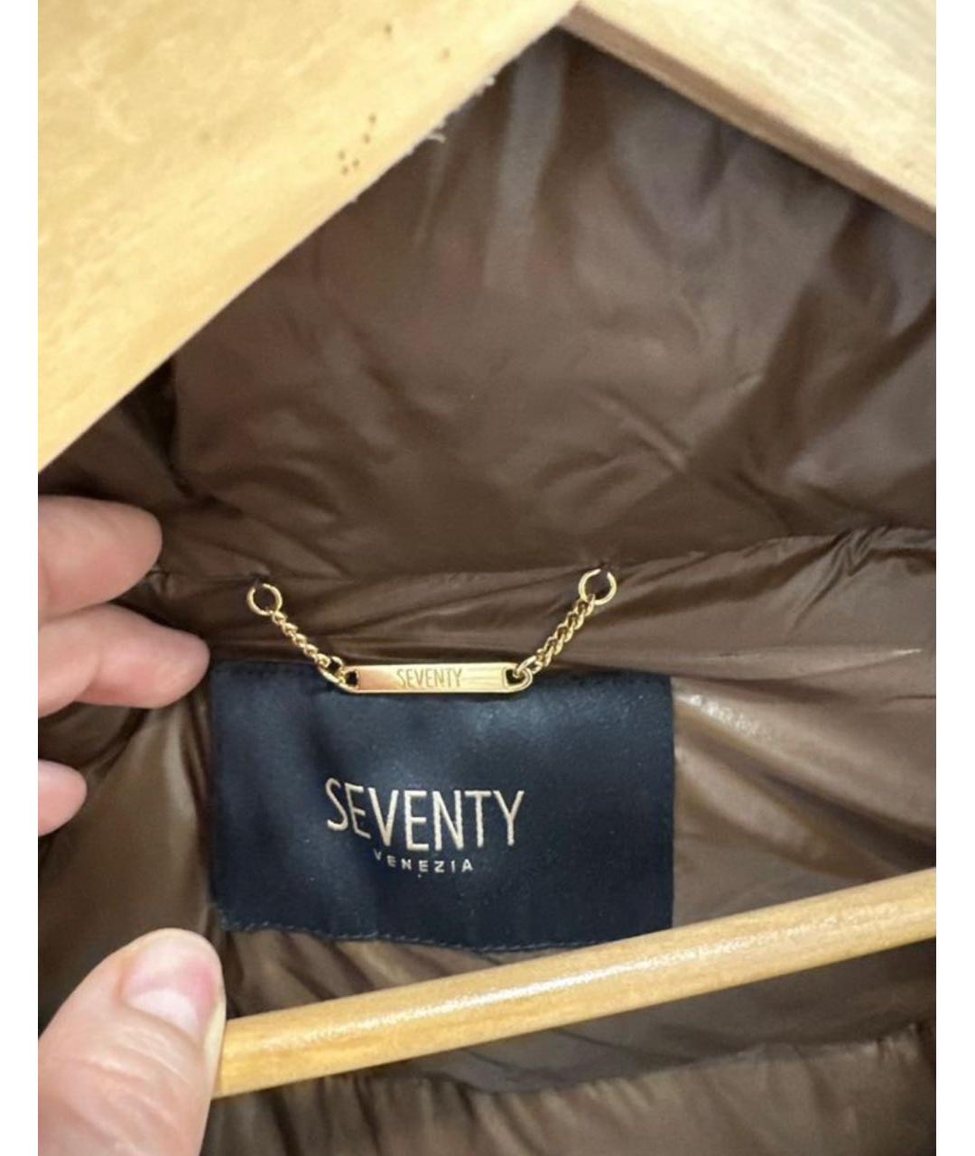 SEVENTY Коричневый полиэстеровый пуховик, фото 3