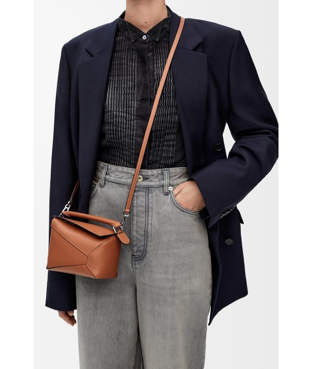 LOEWE Коричневая кожаная сумка через плечо, фото 3