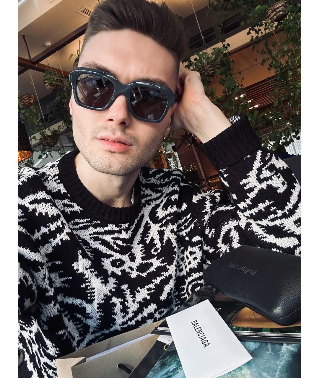 BALENCIAGA Антрацитовые пластиковые солнцезащитные очки, фото 6