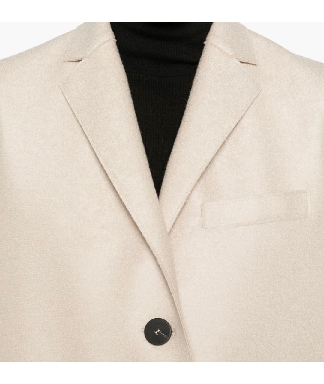 HARRIS WHARF LONDON Бежевое шерстяное пальто, фото 4