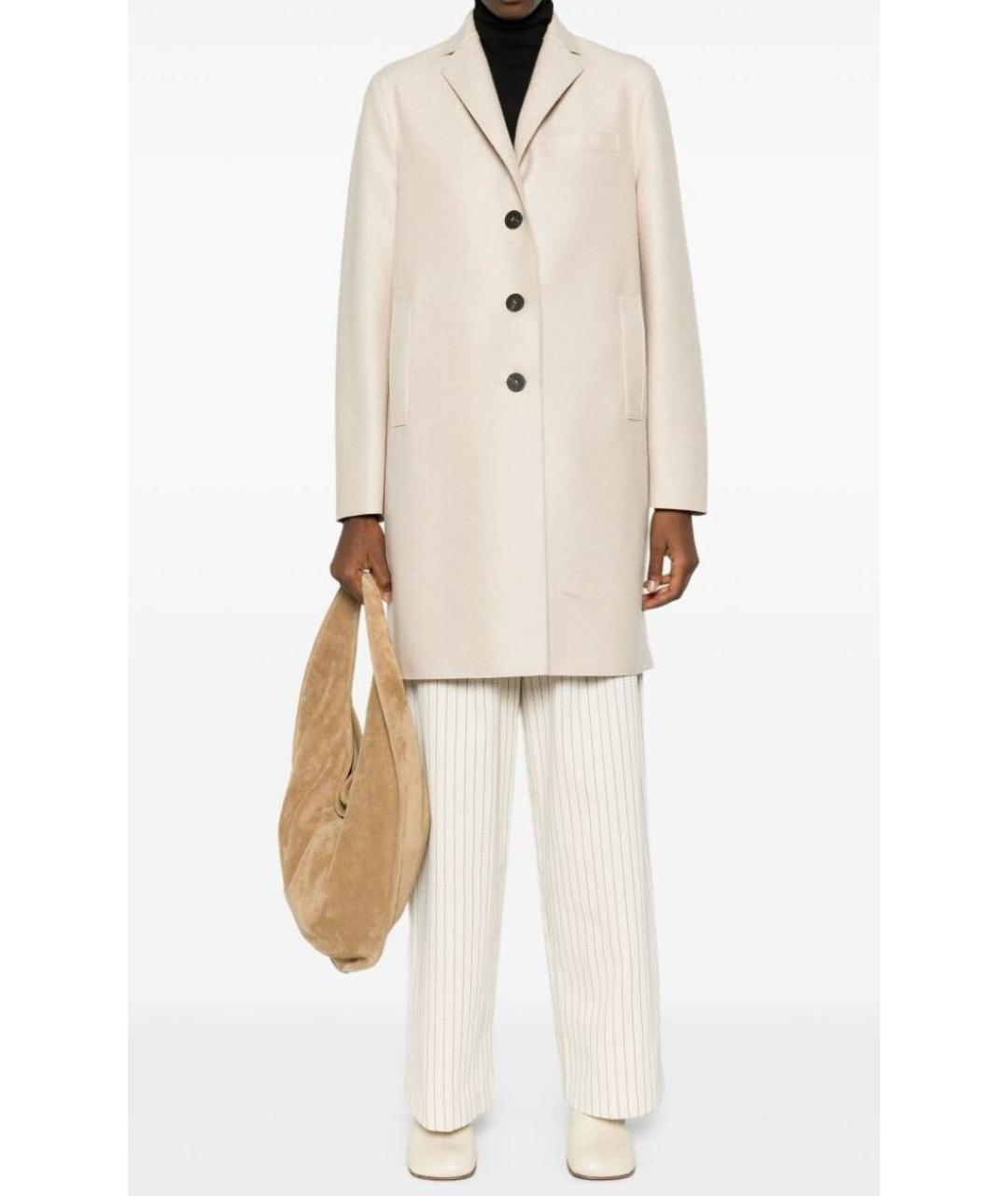 HARRIS WHARF LONDON Бежевое шерстяное пальто, фото 3