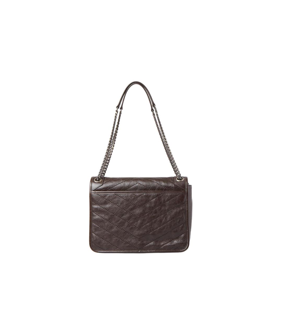 SAINT LAURENT Коричневая кожаная сумка через плечо, фото 3