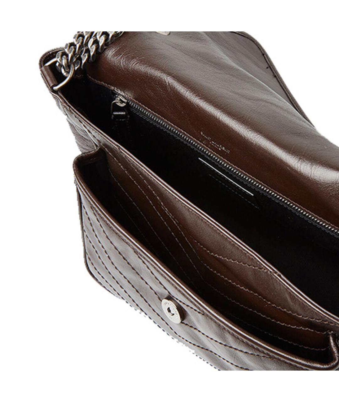 SAINT LAURENT Коричневая кожаная сумка через плечо, фото 4