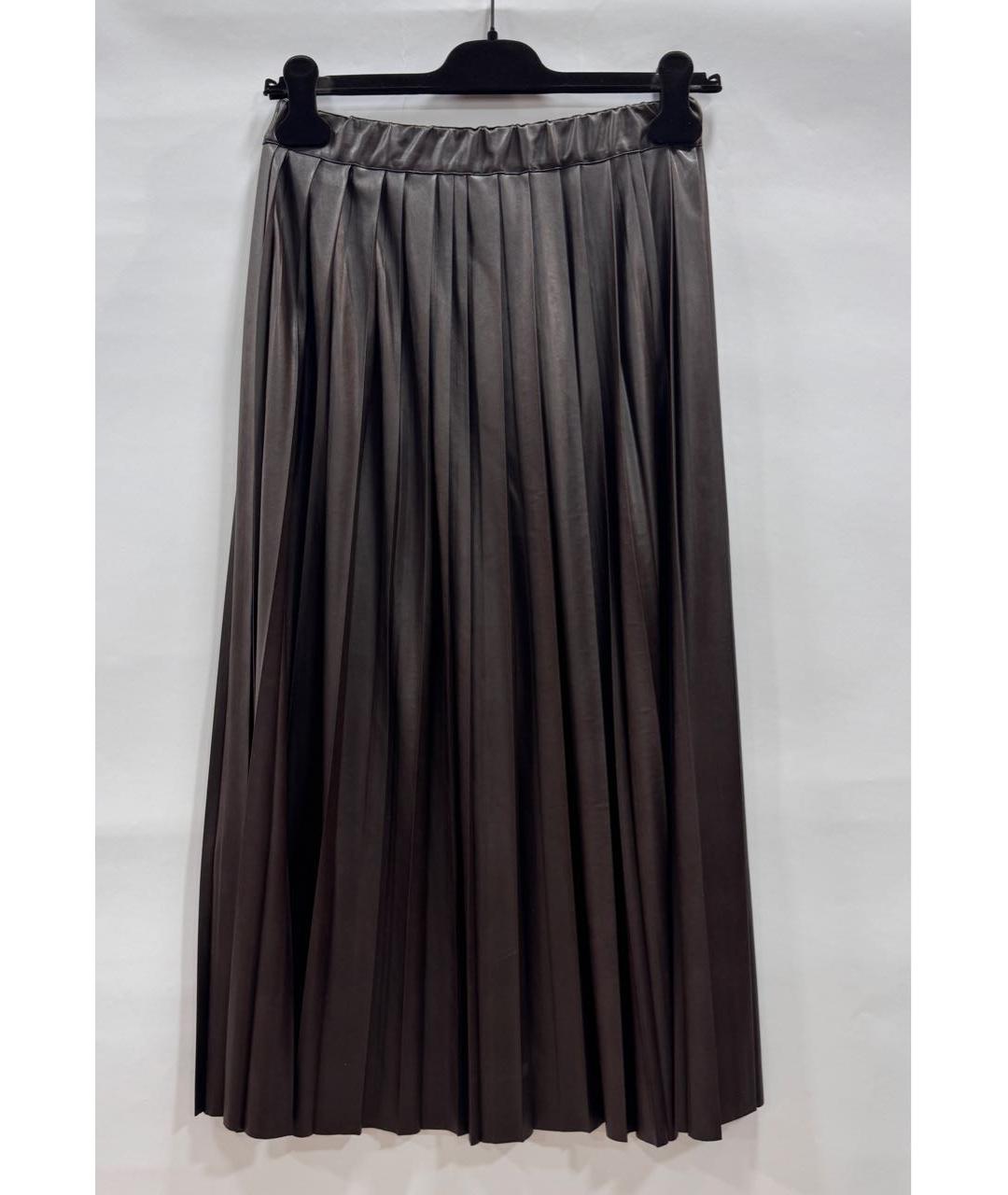 ANTONELLI FIRENZE Коричневая кожаная юбка миди, фото 8