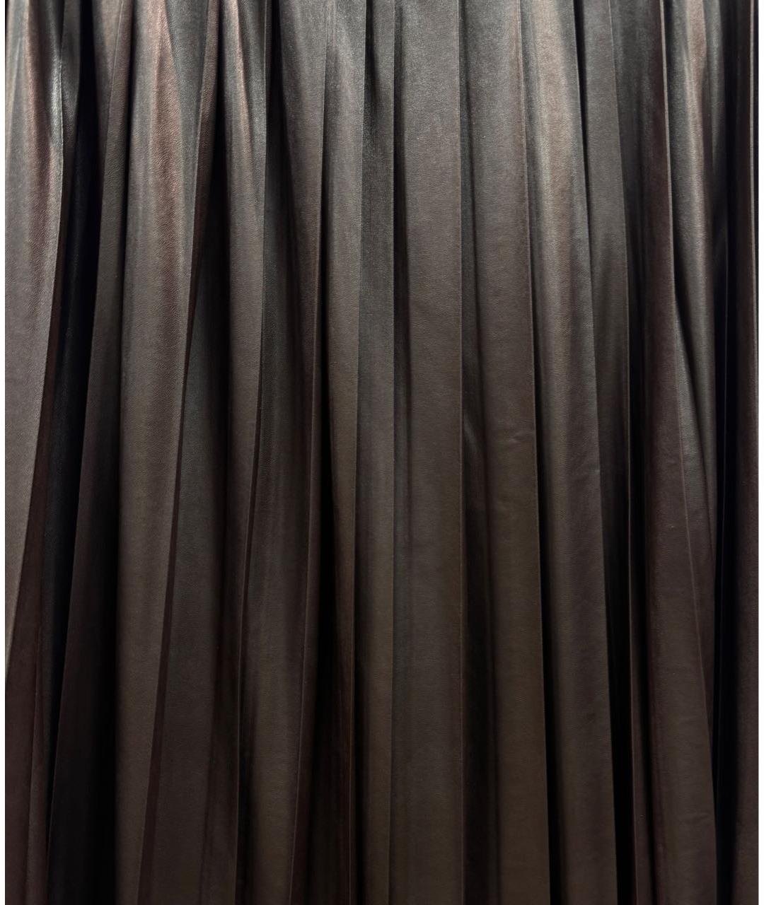 ANTONELLI FIRENZE Коричневая кожаная юбка миди, фото 4