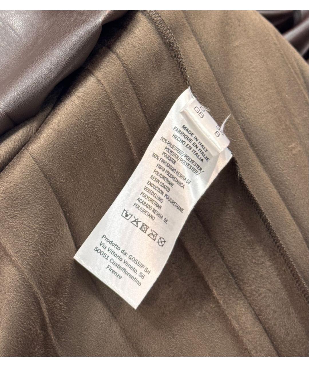 ANTONELLI FIRENZE Коричневая кожаная юбка миди, фото 6