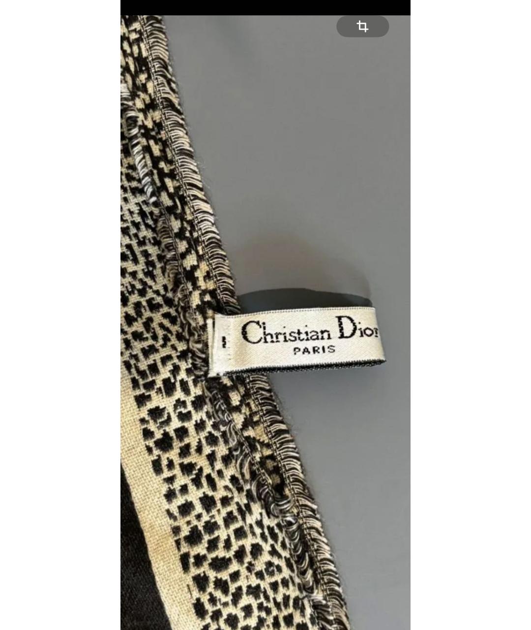 CHRISTIAN DIOR Бежевый кашемировый шарф, фото 2