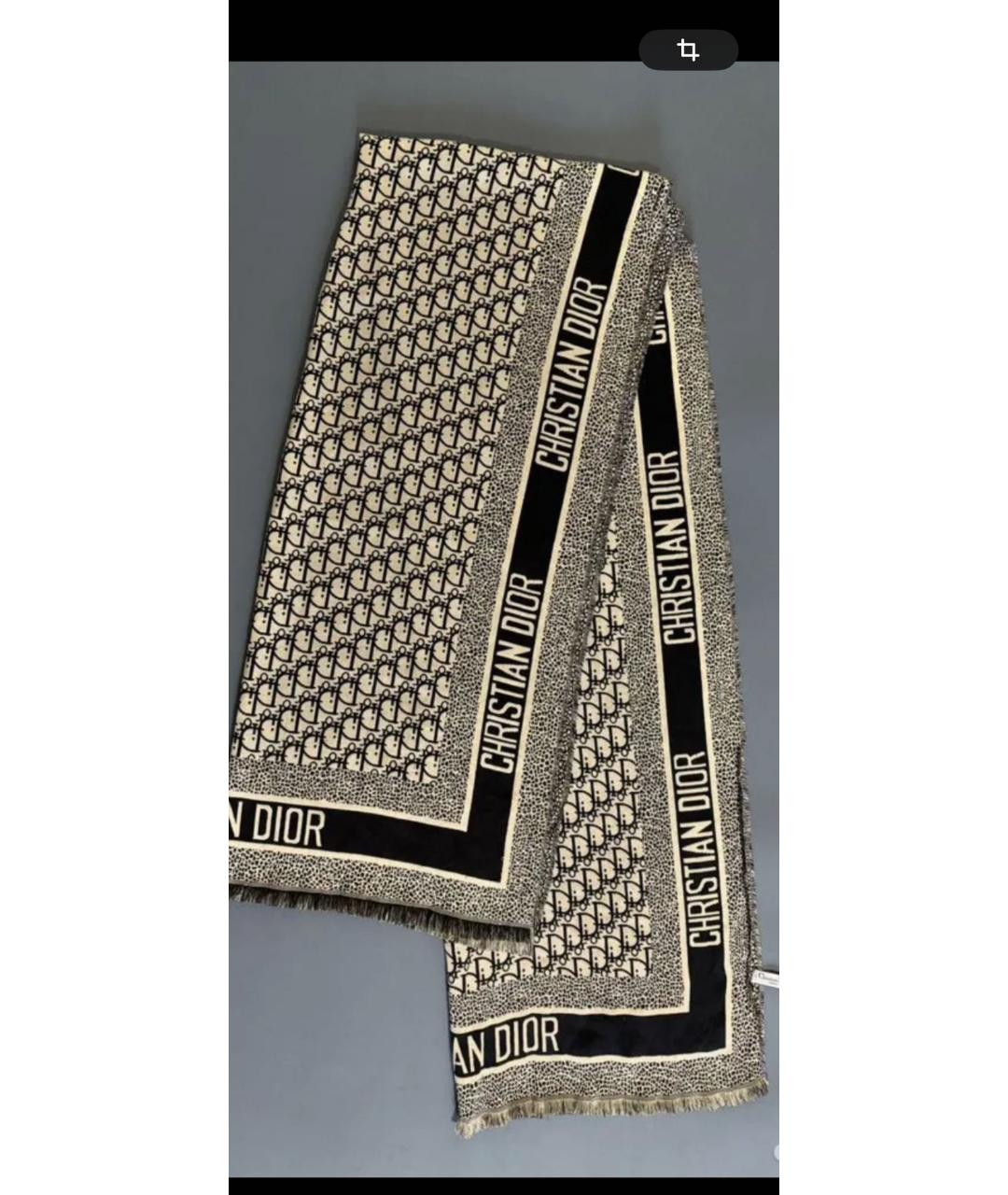 CHRISTIAN DIOR Бежевый кашемировый шарф, фото 5