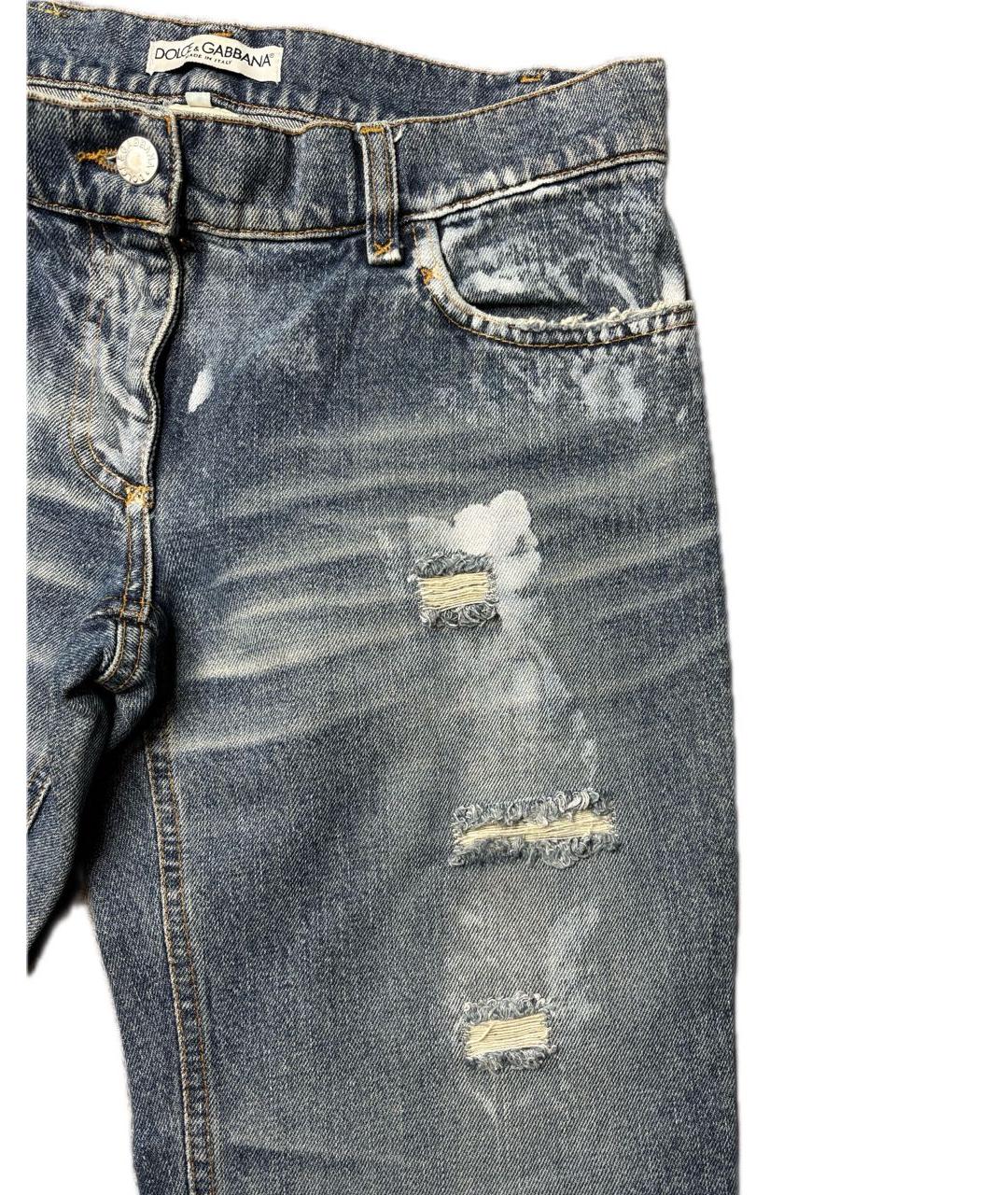 DOLCE&GABBANA Голубые хлопковые прямые джинсы, фото 5