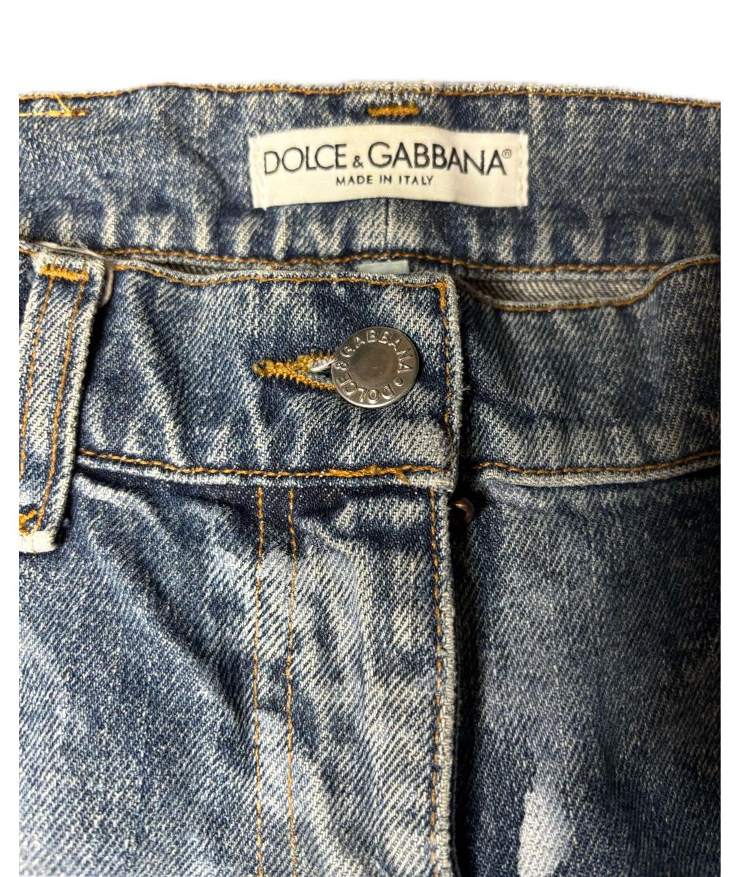 DOLCE&GABBANA Голубые хлопковые прямые джинсы, фото 6