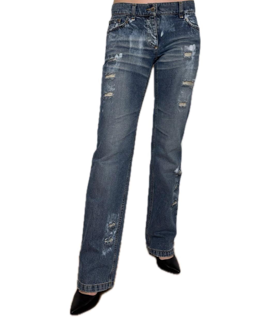 DOLCE&GABBANA Голубые хлопковые прямые джинсы, фото 3