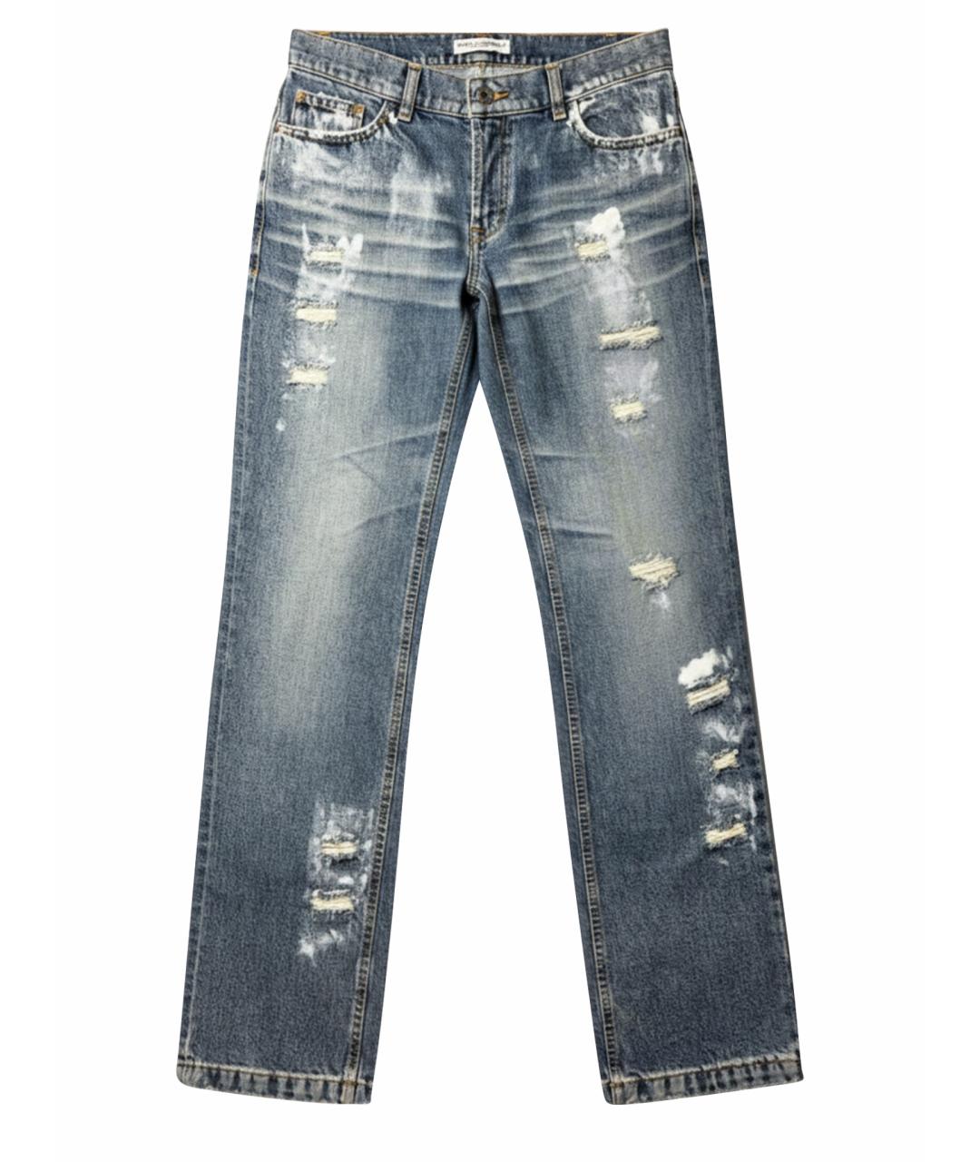 DOLCE&GABBANA Голубые хлопковые прямые джинсы, фото 1