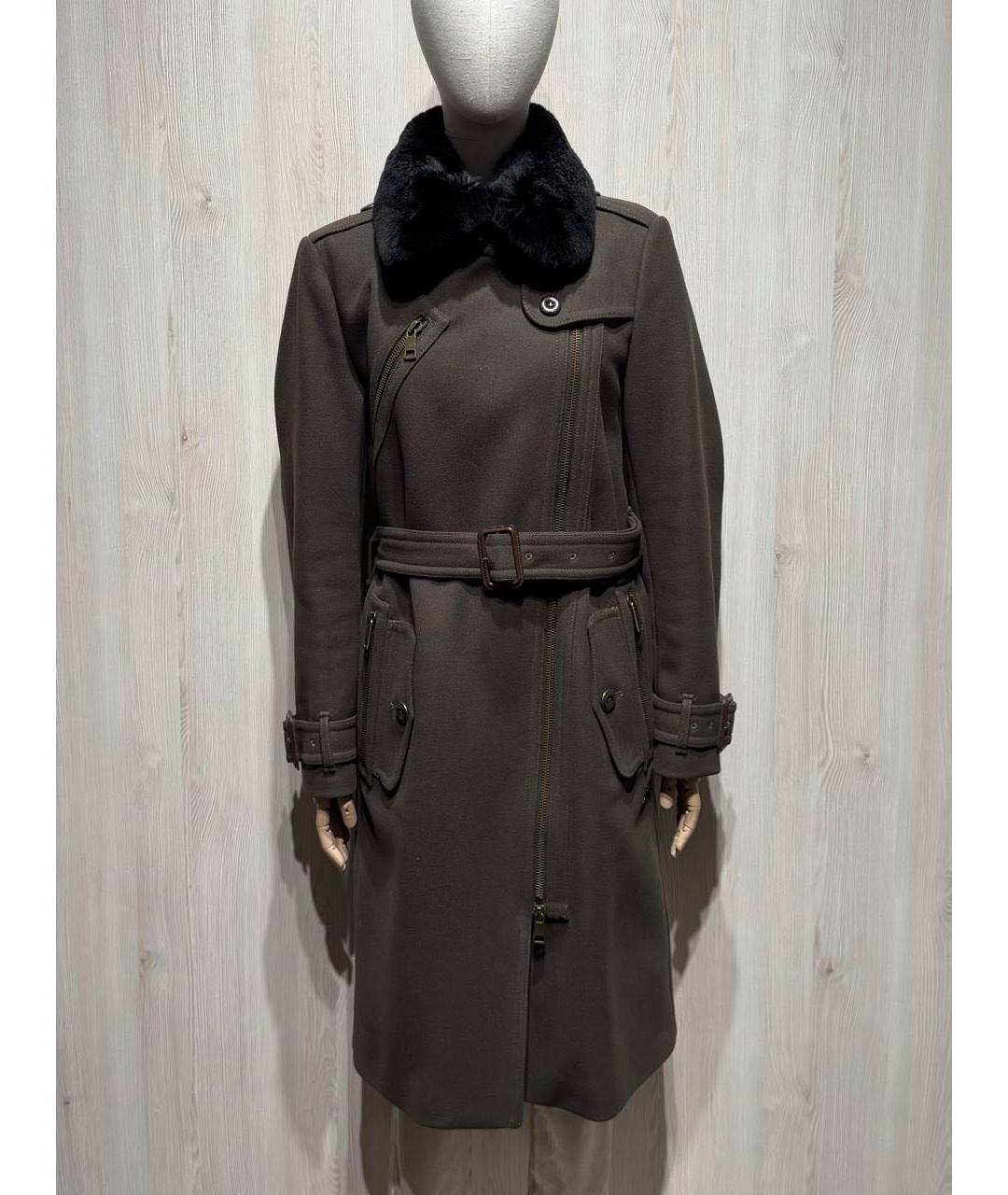 BURBERRY Хаки шерстяное пальто, фото 8