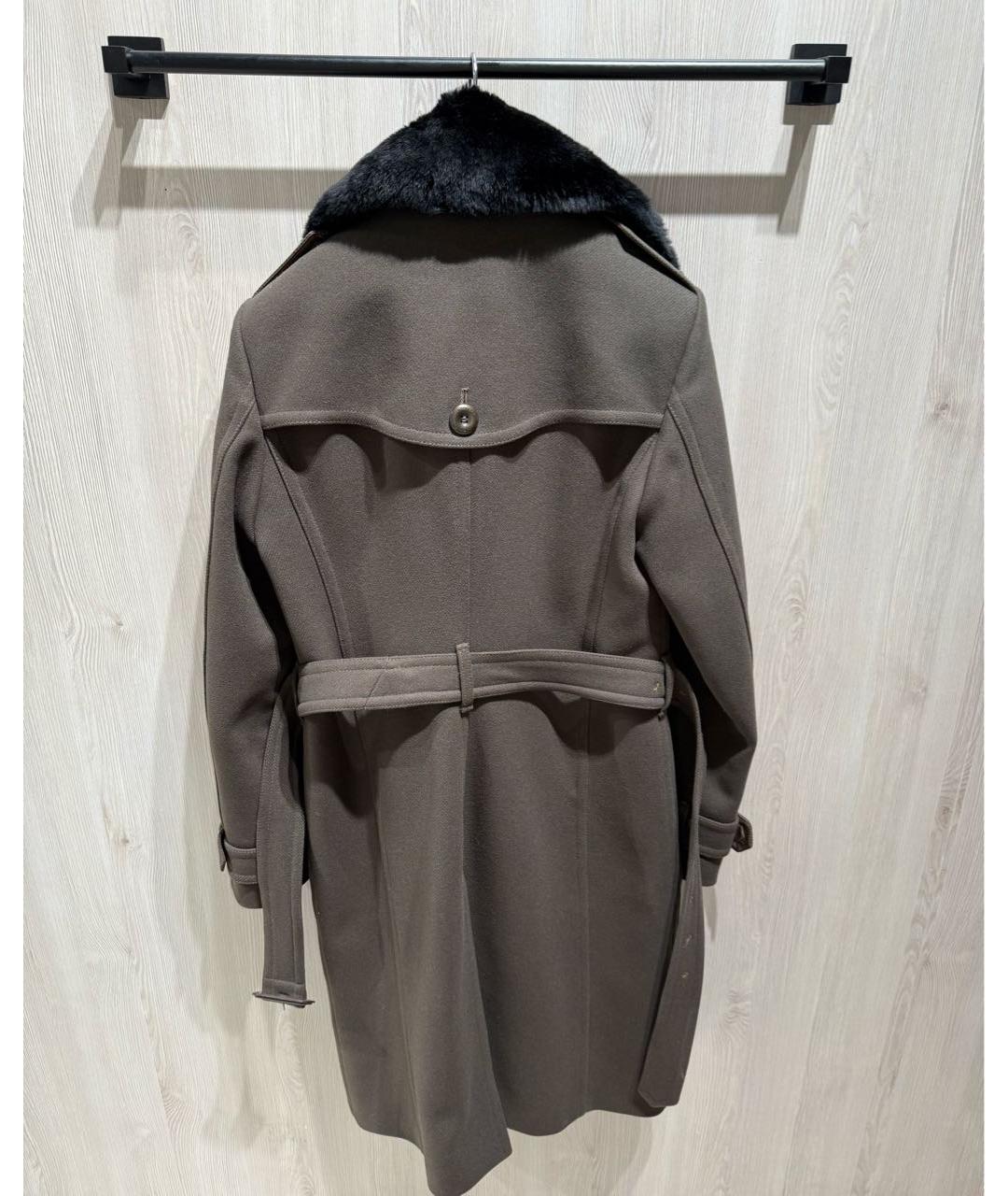 BURBERRY Хаки шерстяное пальто, фото 2