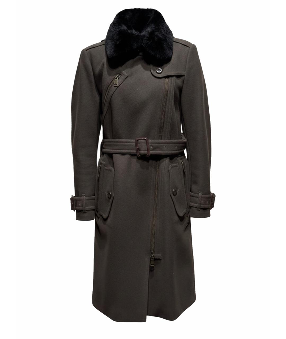 BURBERRY Хаки шерстяное пальто, фото 1