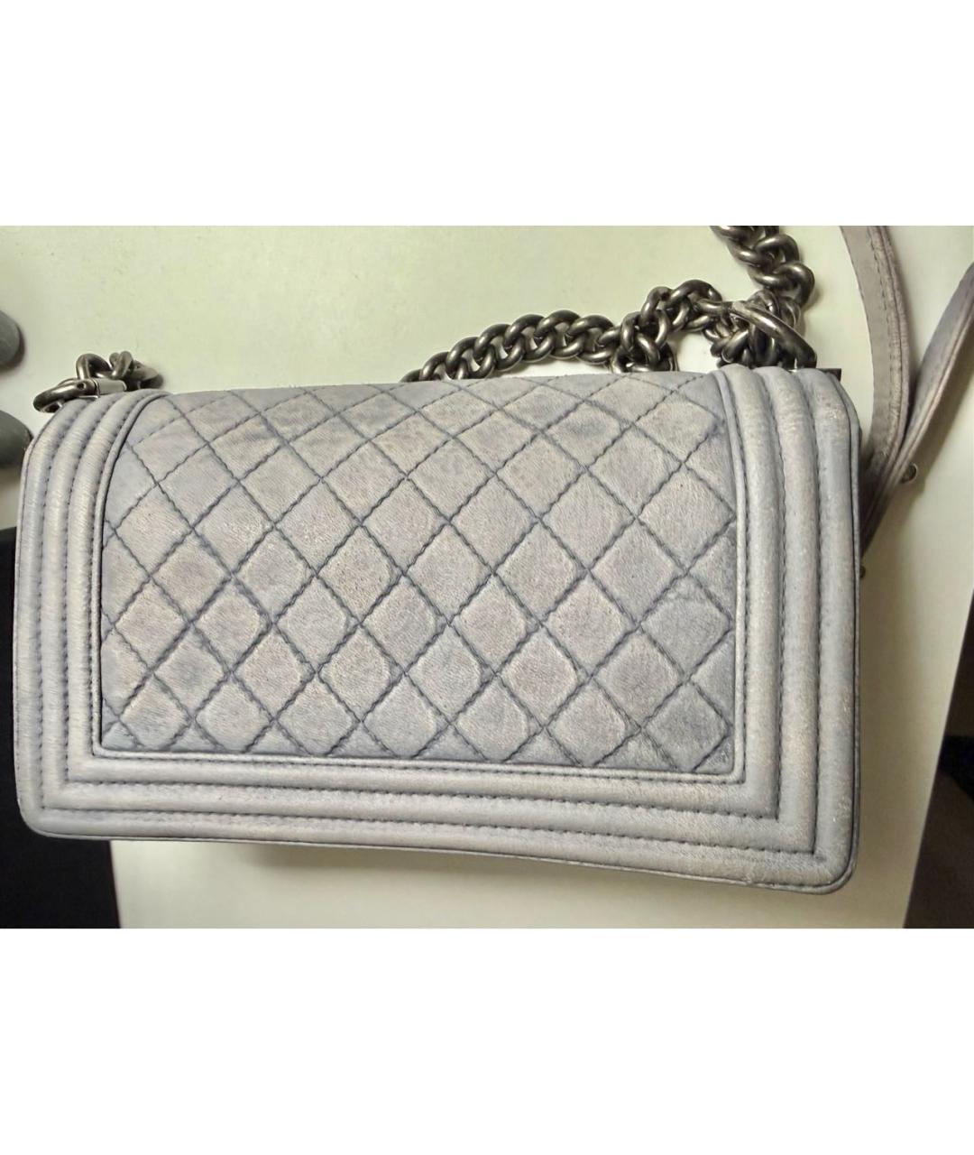 CHANEL Серая кожаная сумка через плечо, фото 3