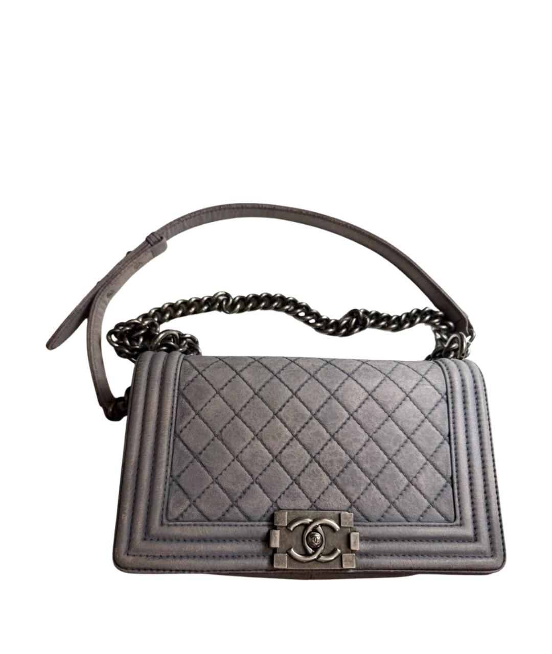 CHANEL Серая кожаная сумка через плечо, фото 1