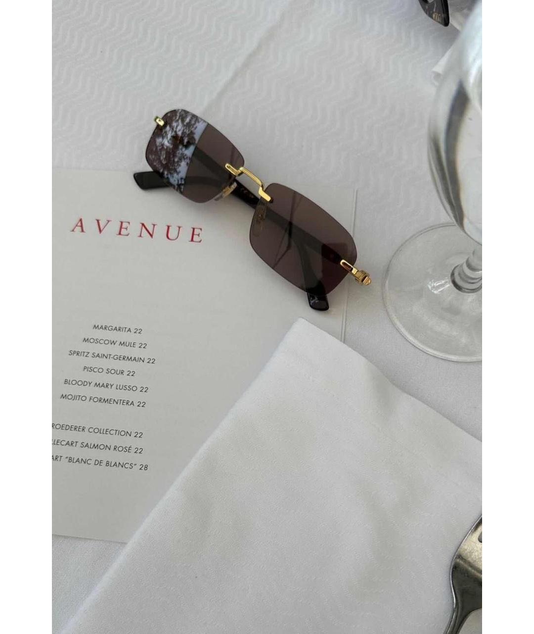 GUCCI Золотые металлические солнцезащитные очки, фото 3