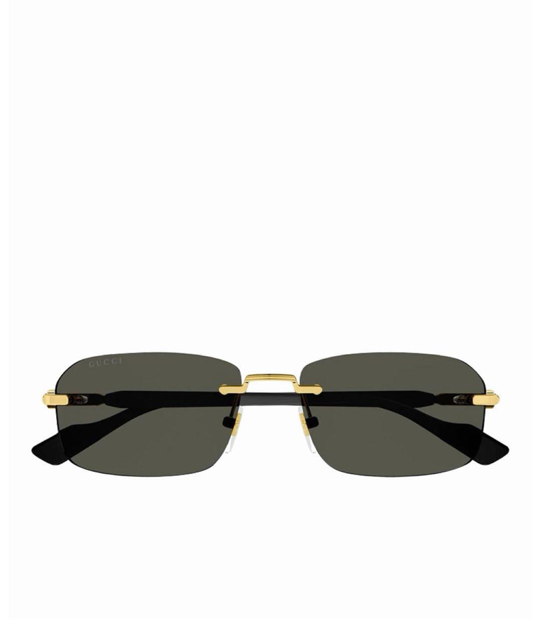 GUCCI Золотые металлические солнцезащитные очки, фото 1