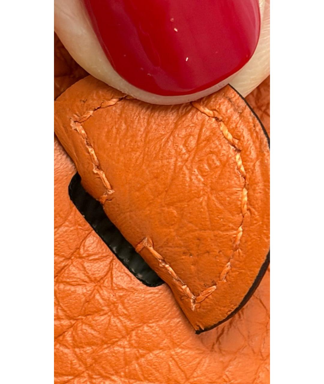 HERMES Оранжевая кожаная сумка через плечо, фото 4