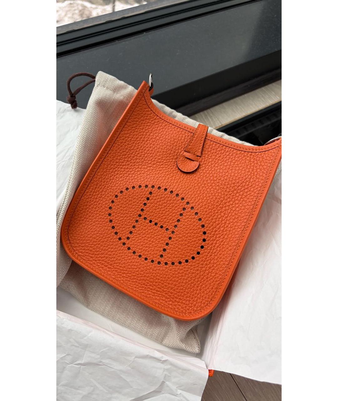 HERMES Оранжевая кожаная сумка через плечо, фото 2