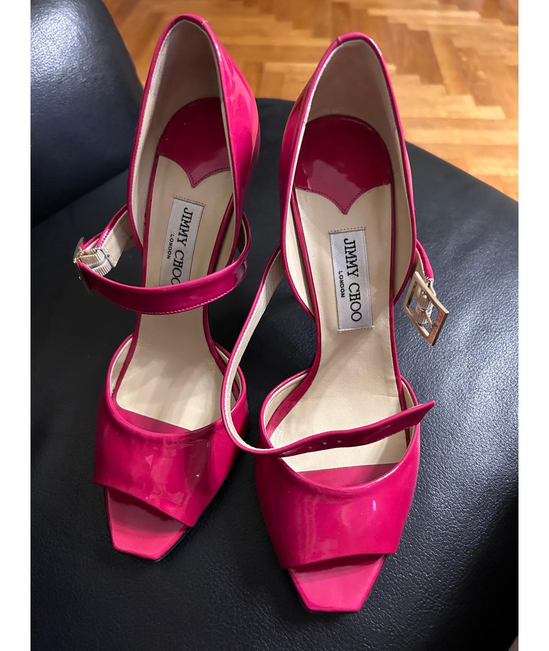 JIMMY CHOO Фуксия босоножки из лакированной кожи, фото 3