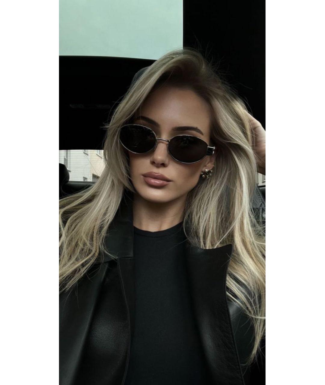 CELINE Серебряные металлические солнцезащитные очки, фото 3